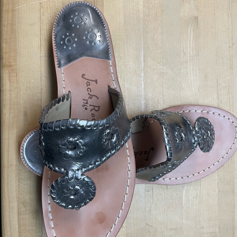 Jack Rogers Jack II leather sandals Size 8 Color Pewter/Silver - Picture 4 of 9